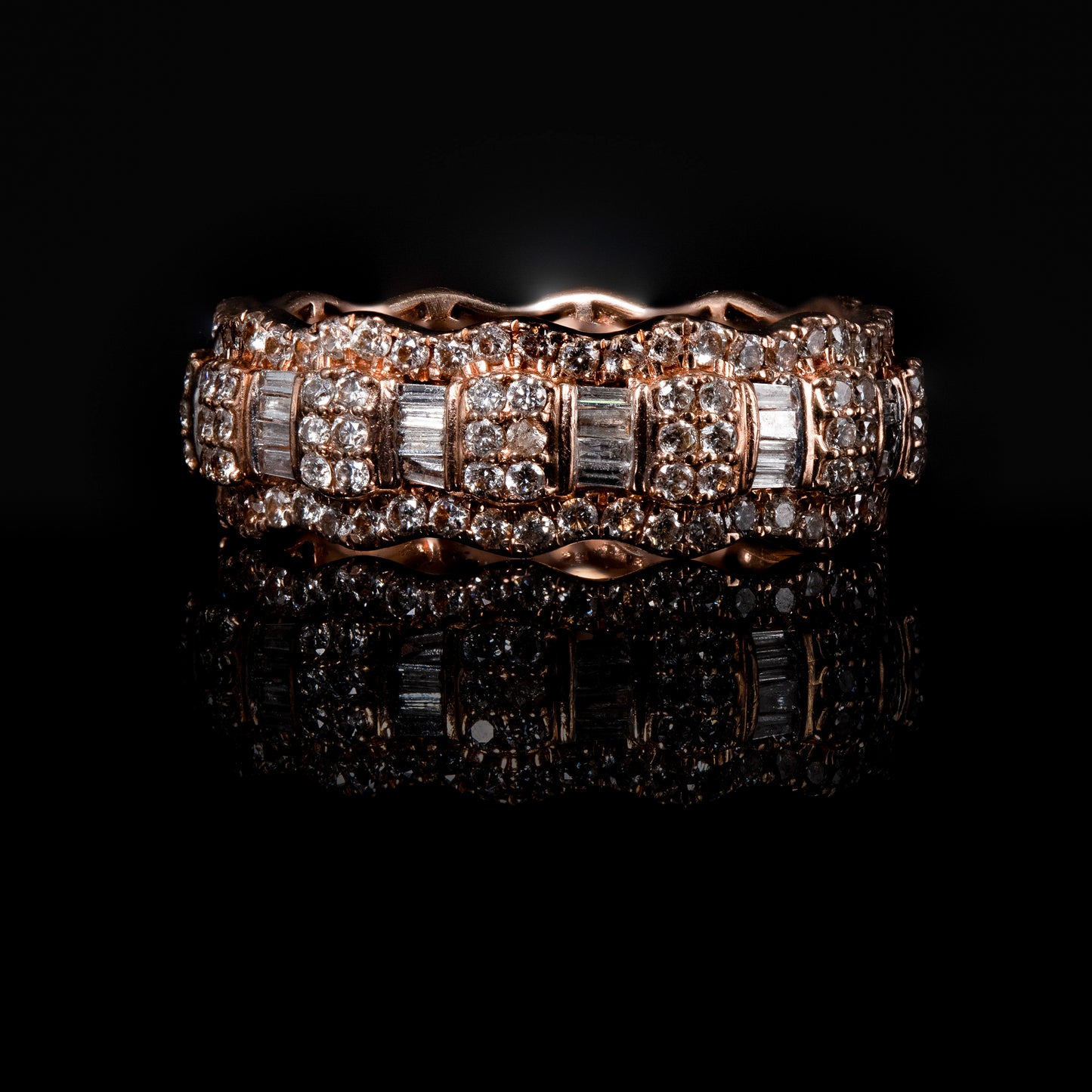 Baguette & Round Wave Ring