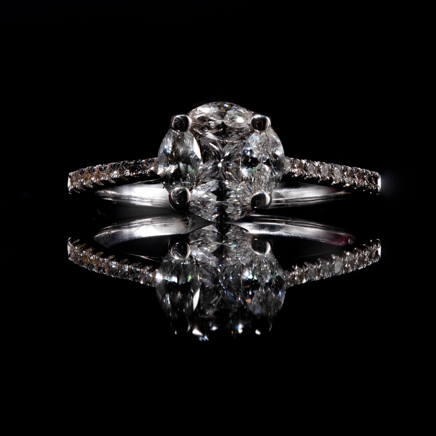 Round Cluster Engagement Ring