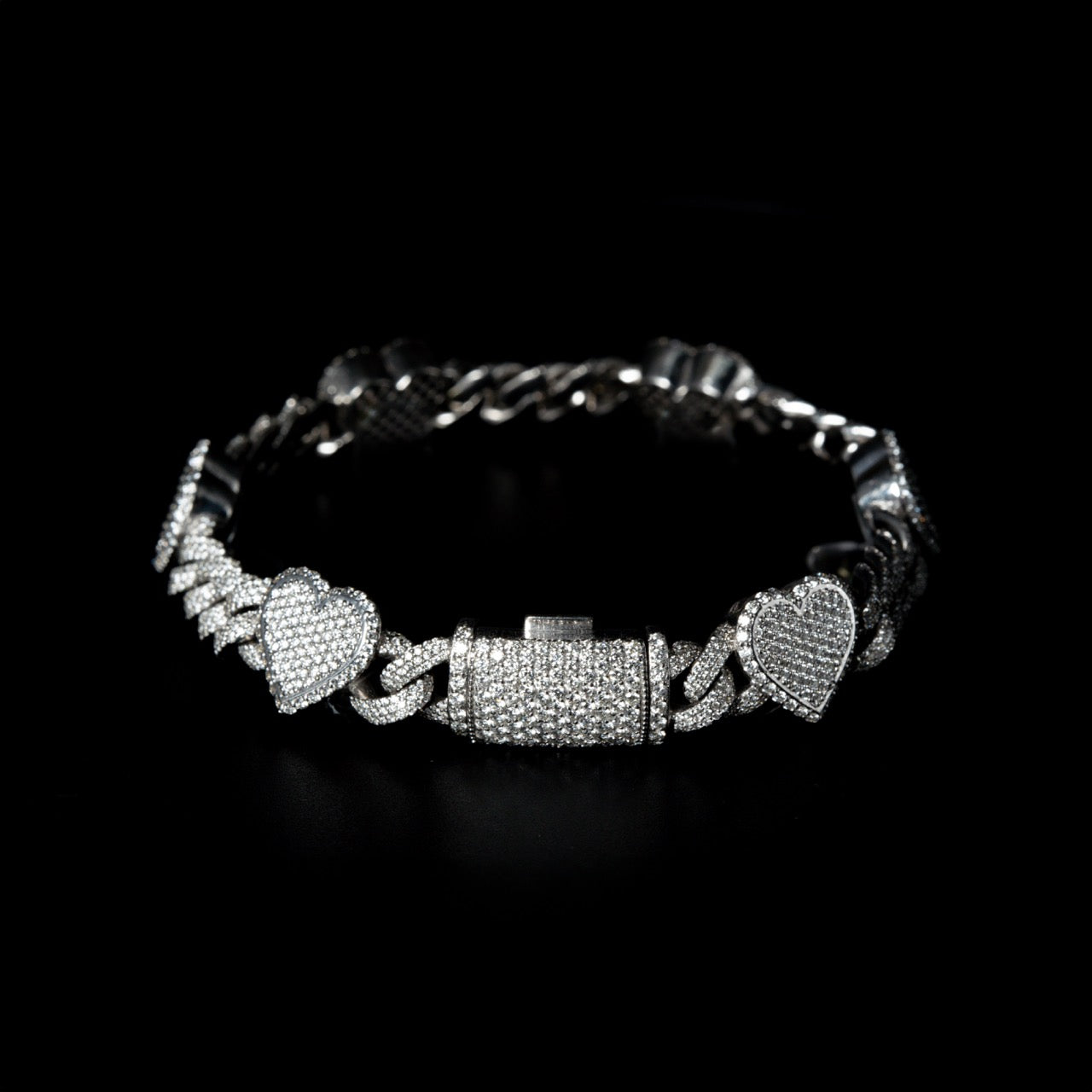 White Gold Heart Cuban